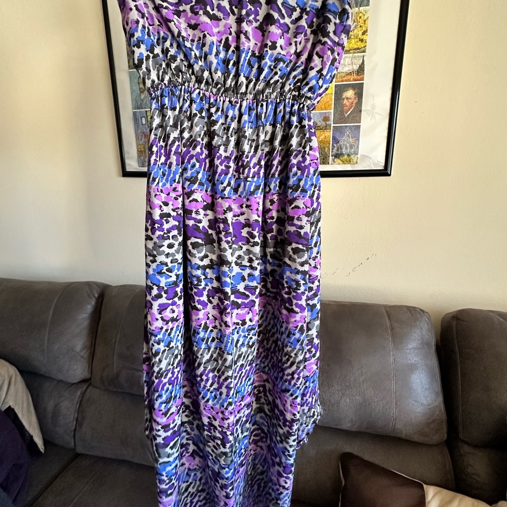 Purple and Blue Animal Print Maxi Dress